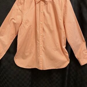 Gap Women’s Orange Gingham Fitted Boyfriend Shirt